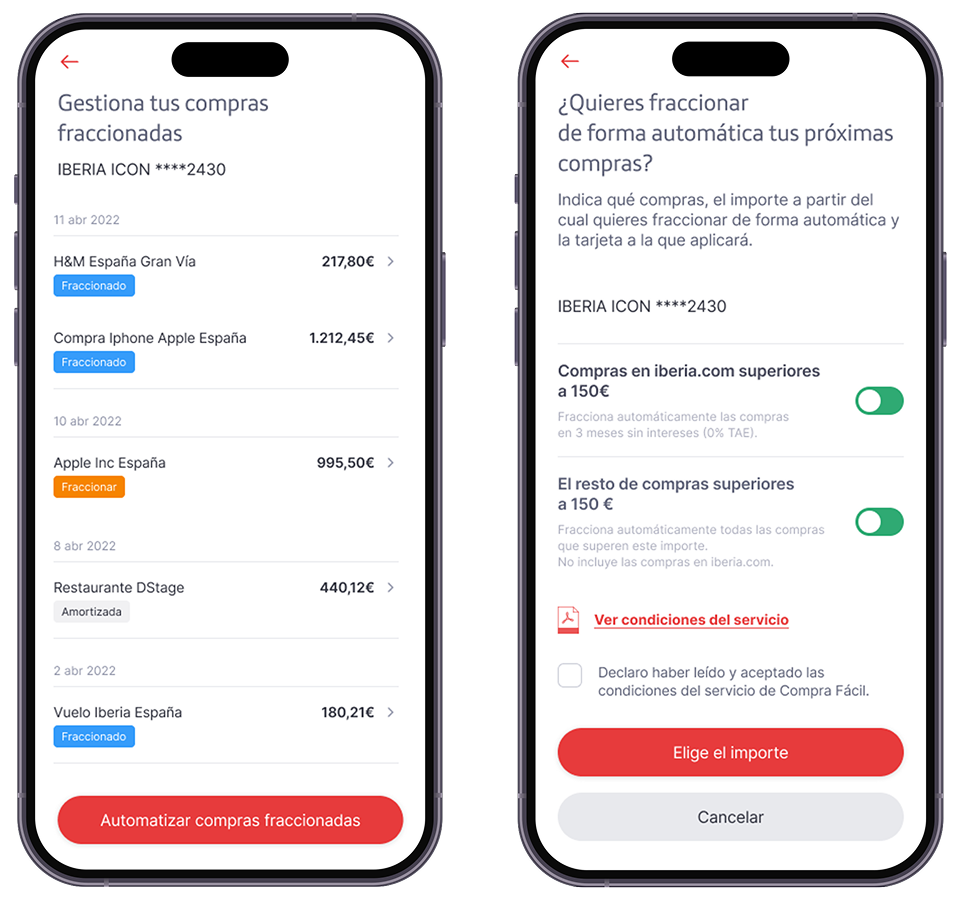 Gestiona compras fraccionadas